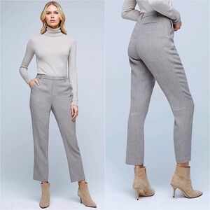 NWT L’AGENCE Wool Herringbone Tweed High Rise Slim Tailored Ankle Crop Trouser 2
